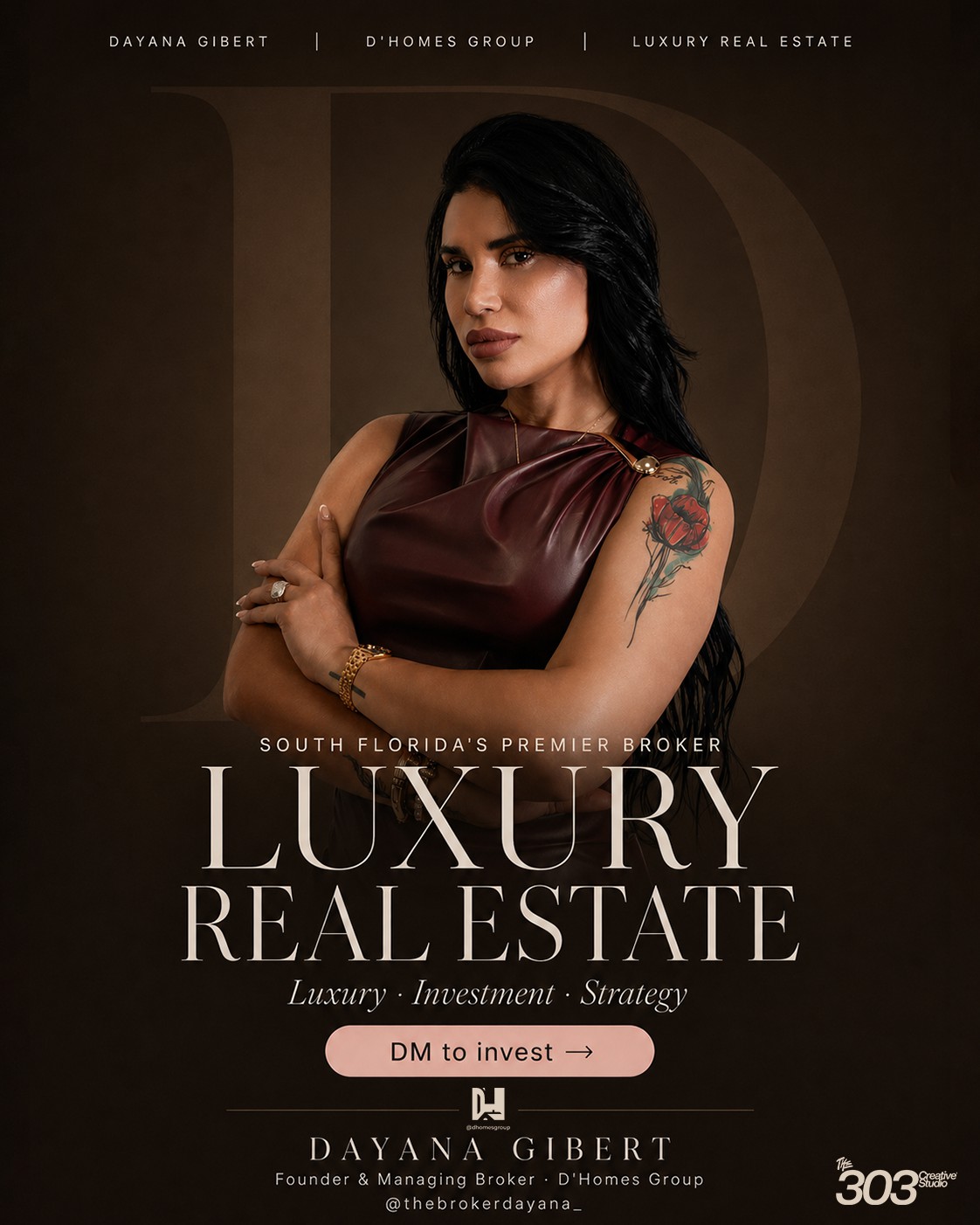 D'Homes Group — South Florida's Premier Broker. Luxury Real Estate. Dayana Gibert portrait.