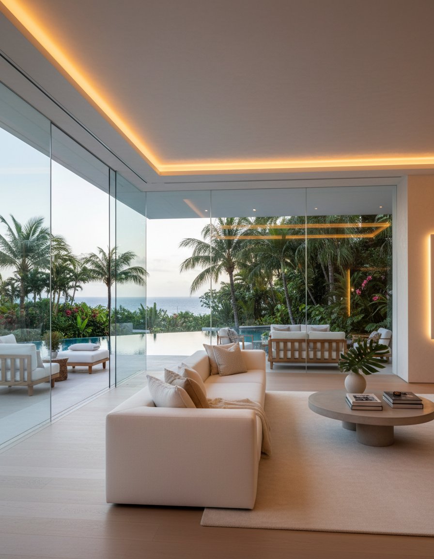 Velora — Sala tropical con vista al mar