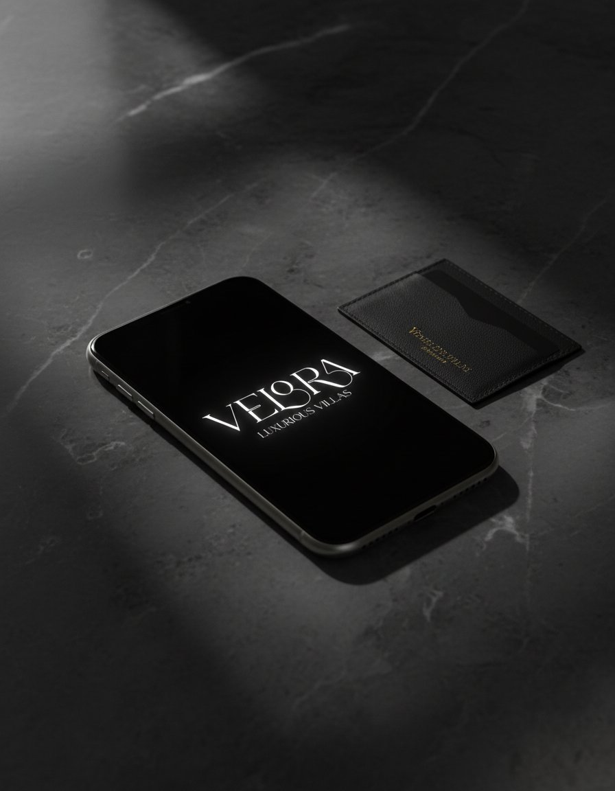Velora — Logo en smartphone